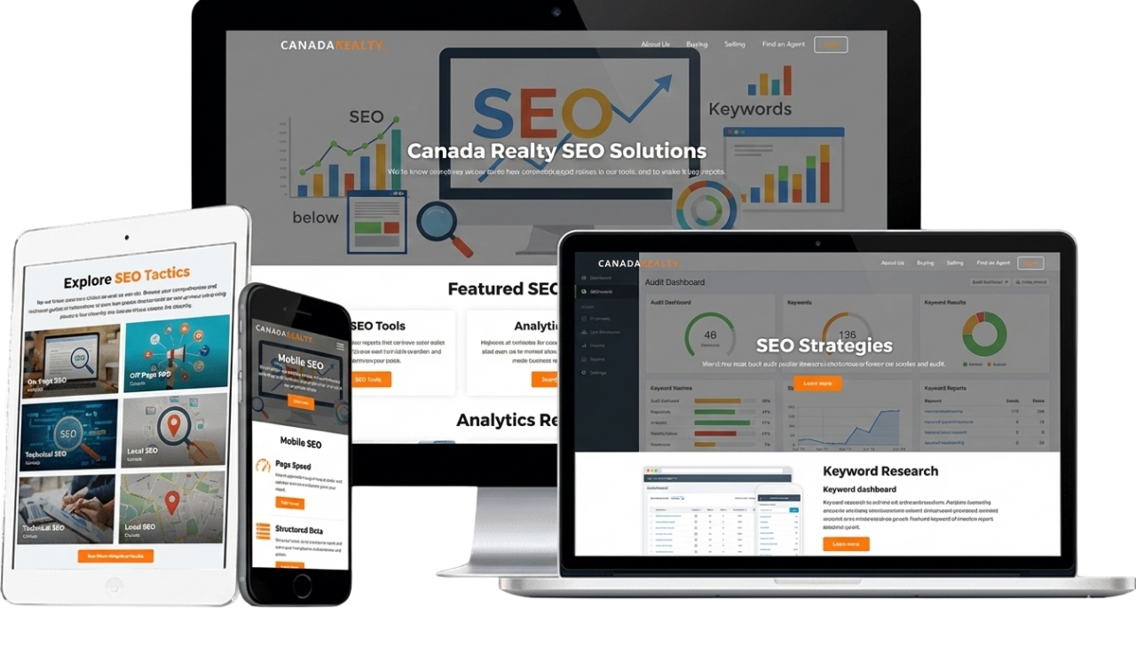 Real estate SEO expert services dashboard and website design preview
